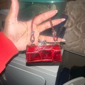 Glossy Red Mini Croc Bag